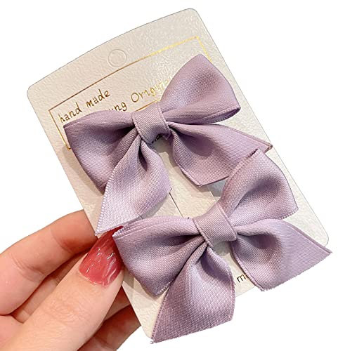 KERTFGOKU 2 Pezzi Mollette a Coccodrillo per Capelli con Fiocco in Gros-grain Accessori per Capelli Moda Ragazze Accessori per Capelli Donne Natale Matrimonio Compleanno (Viola)