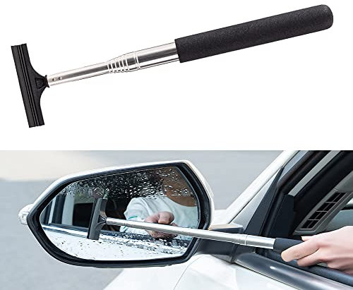 TOPSACE Car Side Mirror Squeegee, Retractable Wing Mirror Wiper Cleaner, Portable Vehicle Interior and Accessories for Rainy Foggy Weather