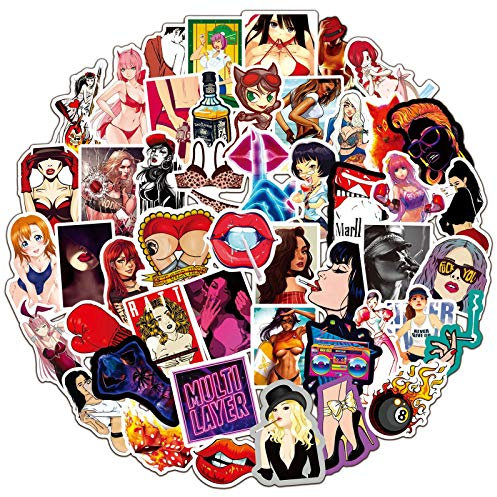 LYLSDSB Anime Bikini Aufkleber, 50 Stück, Vinyl, Wasserdicht, Erwachsene, Schönheit, Frau, Aufkleber für Laptop, Wasserflasche, Skateboard, Computer, Gepäck, Auto, Stoßstange, Motorrad