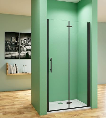 Aica Sanitär Duschtür 90cm Duschabtrennung Nischentür Falttür 6mm Nano Glas,Höhe 195cm
