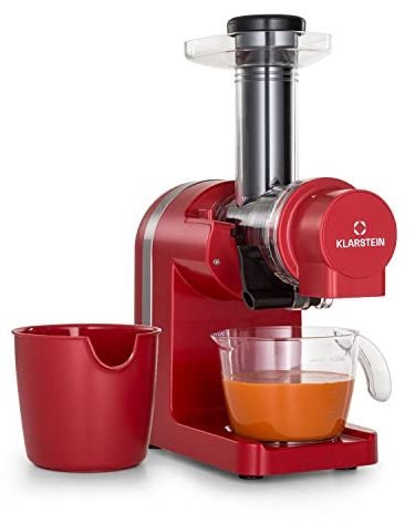 Klarstein Bella Elegance extracteur de jus 200 W, 400 ml, sans BPA, pied antidérapant, temps de fonctionnement continu max. : env. 20 minutes, nettoyage facile, rouge