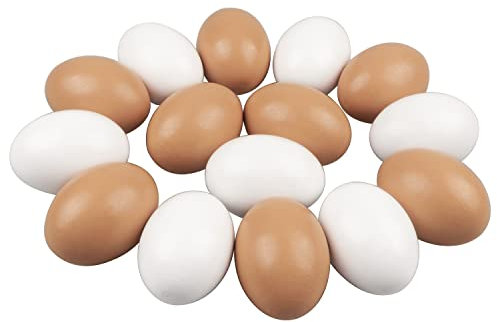 15 Stück Groß Hölzerne Eier Holzeier Ostern Falsche Eier Ostereier aus Holz Ostereier Eier Holzeier zum Handbemalen DIY Basteln Schnitzen Küche Spielen Essen Kinder Hühner (Rot weiß)