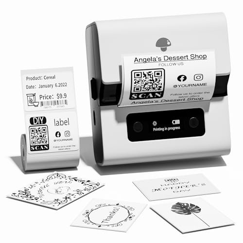 Phomemo M221 Etikettendrucker - Bluetooth Beschriftungsgerät Selbstklebend, Etikettiergerät für Unternehmen, Büro, QR-Code, Logos, Schmuck, Einzelhandel, Kompatibel mit Telefonen und PC-System, Weiß