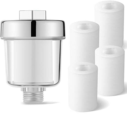 Filtre Douche Anti Calcaire Filtre à Eau de Douche avec 5 Cartouches Filtrantes épaissies pour une Filtration Efficace des Impuretés Dans L'eau, Filtre pour les robinets et les machines à laver