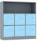 URBNLIVING Wooden Wide 7 Cubed Cupboard Bookcase Storage Units Shelves 6 Drawers Baskets (Sky Blue Drawer, Grey Bookcase)