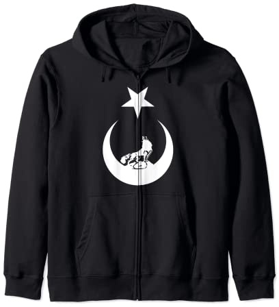 Tshirt turc Bozkurt gris avec drapeau loup Sweat à Capuche