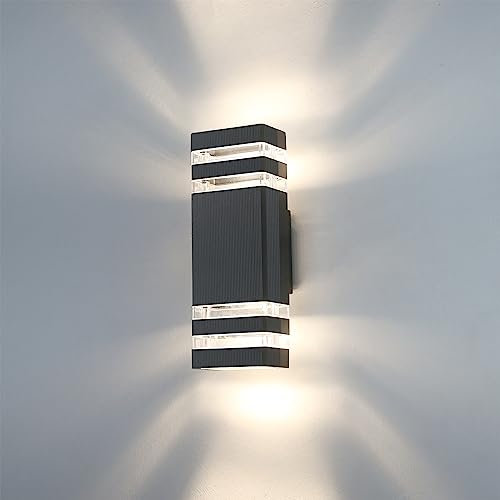 HLFVLITE Lampada Da Parete Esterna In Alluminio, Impermeabile Lampada Da Parete Esterna, E27 Lampada Esterna Per Portico, Ingresso, Porta, Patio E Garage, Nero
