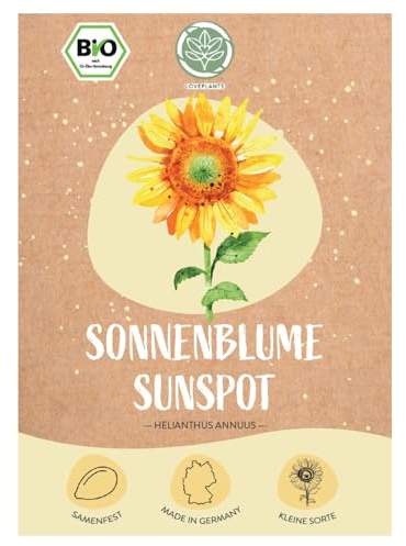 Bio Sunspot Sonnenblumen Samen, 20 Blumensamen mit hoher Keimquote, Sonnenblumensamen für deinen Garten, Balkon, Beet oder als Gastgeschenk. Samenfestes Blumen Saatgut.