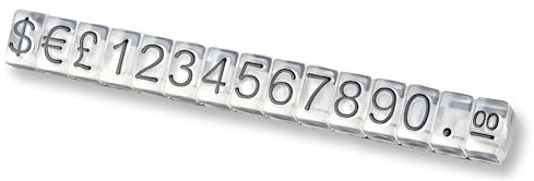 Boxonly 10 Stück digitale Preisschilder, Metall, Preisschilder, arabische Zahlen, Preisanzeige, 3 x 5 mm, transparente Basis, schwarzes Wort