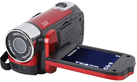 Dioche Digital Camera, Handheld Camcorders 4K, 48MP DV Camera 2.7inch TFT Rotatable Screen 16x Digital Zoom Video Camera with USB Cable(Red)