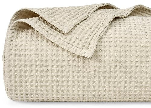 PHF Decke aus 100 % Baumwolle, Waffelgewebe, Doppelbettgröße, 167,6 x 228,6 cm, leicht, gewaschen, weich, atmungsaktiv, perfekt für den Sommer, tolle Deckenschicht für Couch, Bett, Sofa, elegante