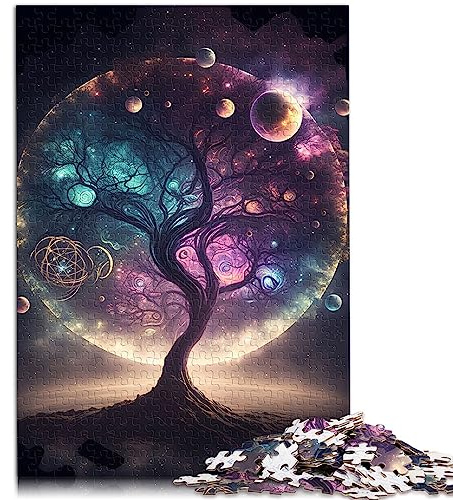 Puzzles pour Adultes colorés dans la Nature des Arbres Puzzles Puzzles 1000 pièces pour Adultes Enfants Puzzles en Carton pour Adultes Jouets de Jeu de Famille / 26 * 38 cm.