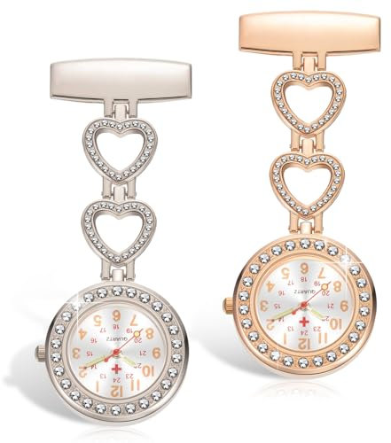 2 Pcs Fob Watches for Nurses Watches Silver and Gold Tone Nurse Buckle Watch Luminous Nurses Watch Fob Watch for Women Watches for Nurse Doctor Medical Nurse Watch Fob Watches Nurse Gifts for Women