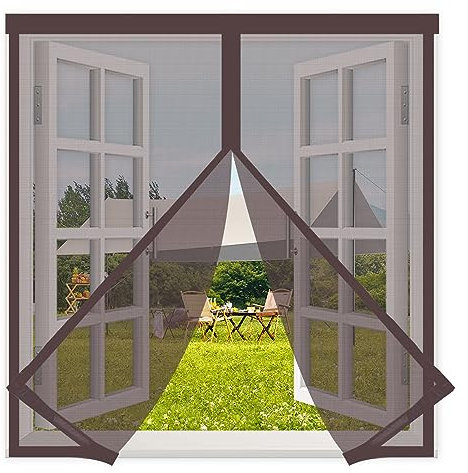 Zanzariera Magnetica Finestra 140x140cm,Tenda Zanzariera Magnetica Anti Zanzare Insetti Chiusura Automatica,Rete Superfine Autoadescante per Porte e Finestre,Marrone