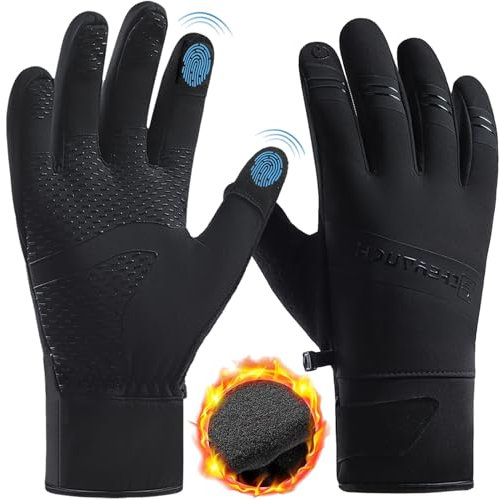 Xndryan Thermo-Handschuhe, wasserdicht, Laufhandschuhe, Damen, Herren, Winter, warme Handschuhe, rutschfest, Thermo-Fahrradhandschuhe, Touchscreen-Handschuhe zum Laufen, Wandern, Fahren, Reiten,