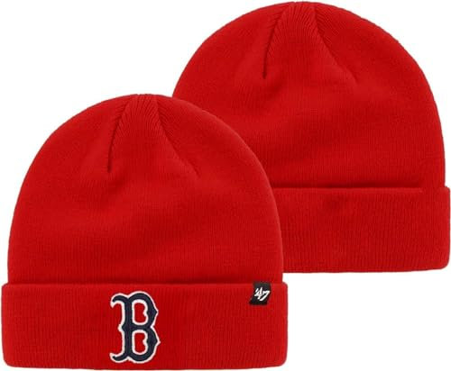 47 MLB Mütze mit Primär-Logo, Unisex, für Erwachsene, gestrickt, Primär-Logo, alternatives Beanie-Mütze, kaltes Wetter, Einheitsgröße, Boston Red Sox Red, Einheitsgr��e