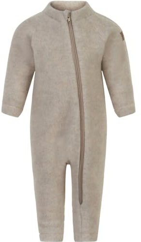 Mikk-line WALKOVERALL 80 Melange Offwhite | Wollwalk Overall | Schlafanzug Aus Wolle Für Baby Und Kleinkind | Merinowolle | Schlafanzug Baby Ohne Füße
