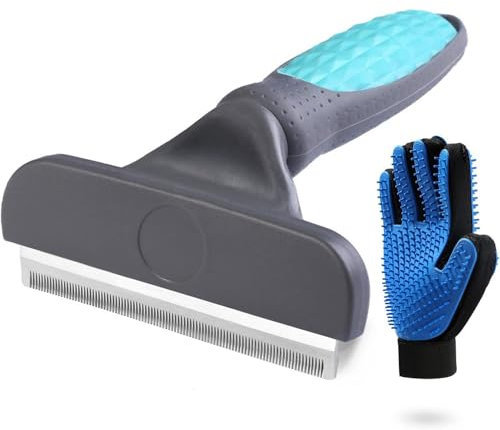 Dog Brush for Shedding Short Haired Dogs, Undercoat Deshedding Tool Set, Gently and Effectively Remove Loose Hair and Reduce Shedding, Includes a Brush and a Double-sided Silicone Glove