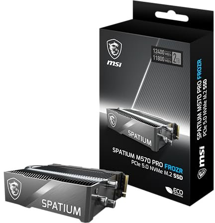 MSI Gaming SPATIUM M570 PRO PCIe 5.0 NVMe M.2 2TB FROZR Internal SSD (PCIe Gen5, NVMe 2.0, M.2 2280, Read 12400 MB/S, Write 11800 MB/S, 2TB)