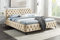 Riess Ambiente Design Doppelbett MODERN BAROCK 180x200cm Champagner strukturierter Samt Chesterfield Bettgestell