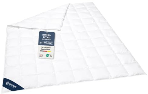 casimum Sommer Daunendecke 200x220 cm, Sommerdecke extra leicht, 60% Daunen | 390g Füllgewicht, DOWNPASS, Made in Germany, für Allergiker, OEKO-TEX, Bezug 100 % Baumwolle, Kassettendecke