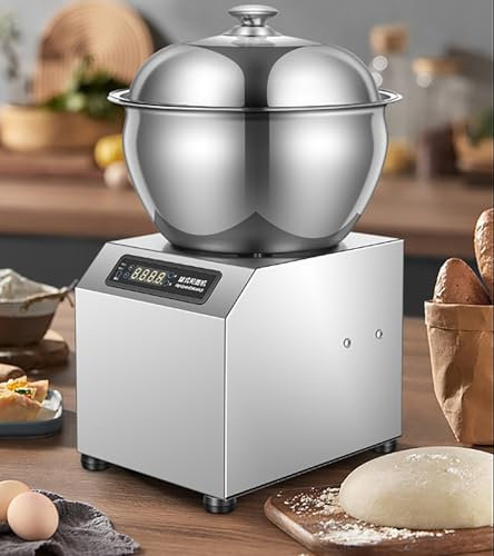 Commercial Dough Mixer, 1800W Stainless Steel Flour Mixer, with 30 Minutes Timer, Forward/Reverse Turn Design, 8KG Capacity, Save Time and Energy, for Restaurants, Canteens, Large Kitchens