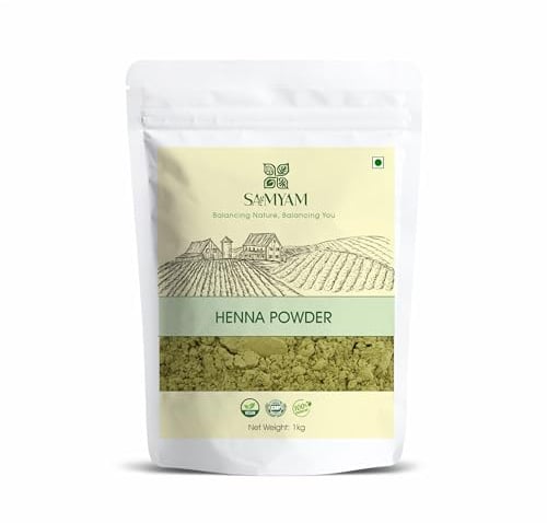 SAMYAM Reines Henna Pulver – 1Kg Packung, natürliche Haarfarbe, dreifach gesiebtes Rajasthani Henna, PPD-frei