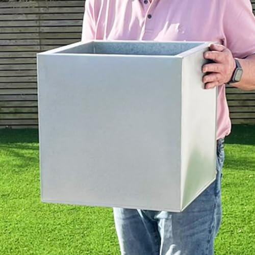 Zinc Garden Planter 40cm Aluzinc Lightweight Outdoor Patio Garden Pot with Drainage, Weatherproof & Corrosion-Resistant, 10-Year Warranty
