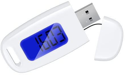 OQIMAX Podomètre 3D pour la Marche, Podomètre de Marche 3D avec Grand Écran, Rechargeable USB, Clip et Sangle, Podomètre Numérique, Podomètre Précis pour Course, Randonnée, Blanc