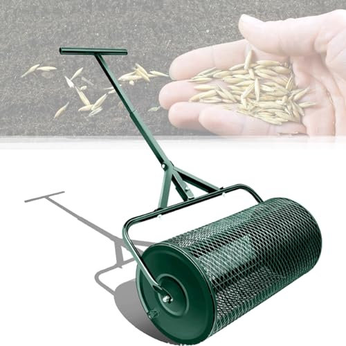Spdazzleburst Compost Spreader, Lawn Roller, Manure Spreader with Upgrade T Shaped Handle,Top Soil Spreader for Lawn and Garden Care Manure Spreaders Roller,Black