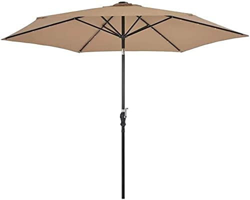 CMJSGG Sonnenschirm Outdoor Living Outdoor-Sonnenschirm Sonnenschirme mit LED-Beleuchtung 300 cm Taupe Haus Garten Rasen Garten