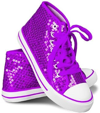 Think Jeck! Pailletten Schuhe Damen Glitzer Sneaker auch als Wendepailletten wählbar Halbhoch Damenschnürer Disco (Lila, 42)