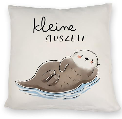 speecheese Otter Kissen mit Spruch Kleine Auszeit Kawaii Pause Relax Anti Stress Entspannung Kaffeepause
