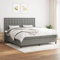 Willood Boxspringbett mit Matratze Dunkelgrau 200x200 cm Stoff Knöpfe Hohes Kopfteil
