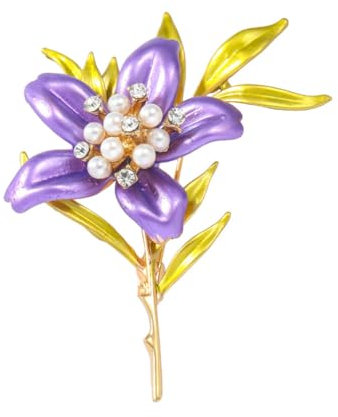 Broche classique française en émail brillant zircon lys broche fleur strass broche fleur fraîche corsage accessoires pour femme, Métal