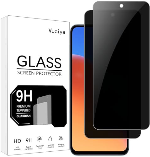 Vuciya Lot de 2 Protection Écran Anti-Espion pour Xiaomi Redmi 12 / Redmi Note 12R Verre Trempé 9H Dureté Vitre Film Résistant aux Rayures pour Redmi 12