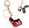 povtii Porte-clés de voiture en métal avec détails en strass 3D, mini Cooper - Accessoires de voiture (rouge)