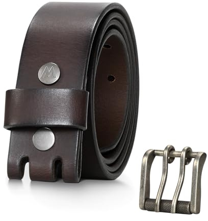 Wrangler Echtledergürtel für Herren, 38 mm, lässiger Gürtel mit abnehmbarer Doppelzacken-Rollschnalle für Jeans, Geschenk für Herren