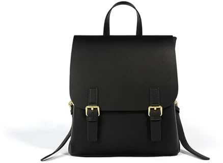 JIUFENG Mini-Lederrucksack für Damen, kleiner Damenrucksack, elegante Handtasche, Reise-Tagesrucksack (Schwarz)