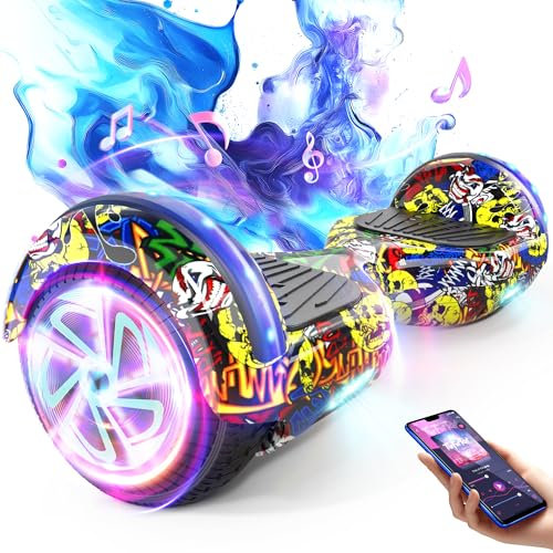 SISIGAD Hoverboard, 6.5 Pouces Self Balancing Scooter with Bluetooth LED Lights, Hover Board for Kids