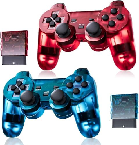 AUFGLO Retro Mando inalámbrico clásico para P-s2/DS2/PC (Rojo+Azul)