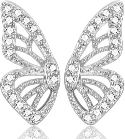 MASOP Schmetterling Ohrringe Silber 925 Stecker AAA Zirkonia Ohrstecker 13mm Klein Geschenke Butterfly für Damen Frauen Freundin