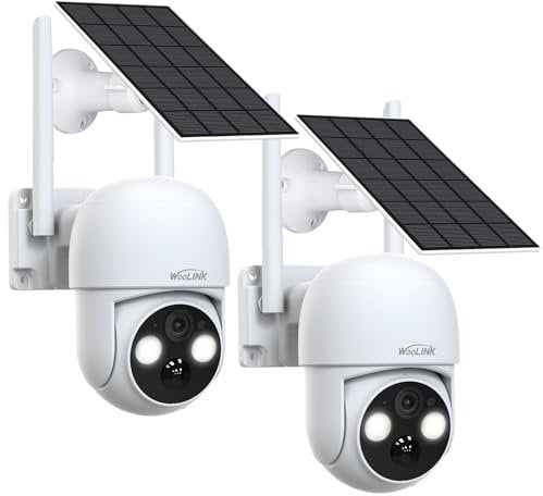 WOOLINK HOME 4MP Solar Security Camera Wireless Outdoor, 2.5K Solar/Battery Powered Camera for Home Security, Pan/Tilt 2.4Ghz WiFi Camera with PIR, 2-Way Audio, Color Night Vision, Cloud/SD