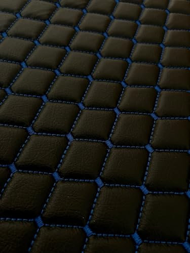 StoffmeisterLux LKW-Fußmatten für DAF XG/XG+ mit luftgefedertem Beifahrersitz - Set aus 6 Teilen (Schwarz mit blauen Nähten)