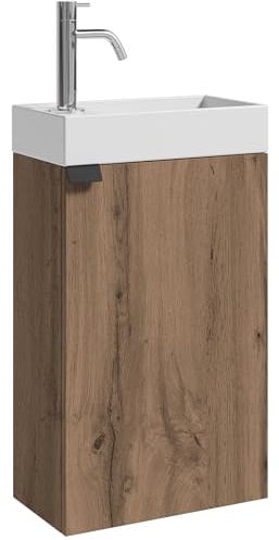 Badplaats B.V. Mueble Lavabo para Aseo Apollo 40 x 22 cm - Roble marrón - Mueble de baño con Lavabo