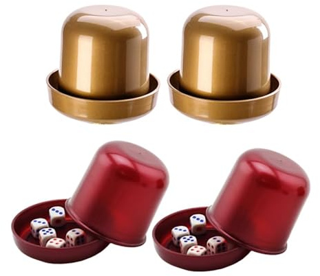 VICASKY Dice Cup Set 4 Set Dice Cups with 5 Each Plastic Shaker Cup for Party Gaming Home Gatherings Pub Ktv Restaurant Play