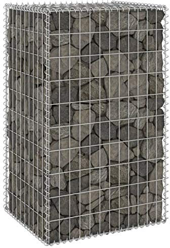 Xichuzi Gabionenwand mit Abdeckung, Gabionen Zaun, Mülltonnenverkleidung, Gabionenkörbe, Steine Für Gabionen, Steingabionen, Verzinkter Stahl 60x50x100 cm