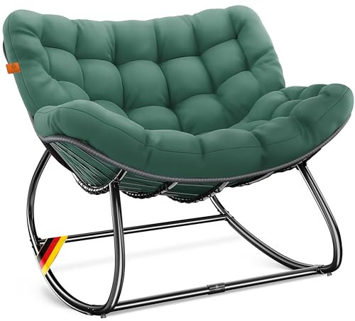 KESSER® Schaukelstuhl für drinnen & draußen ergonomischer Schaukelsessel | maximale Belastung von 120kg Relaxsessel mit Rutschfesten Füßen, Witterungsbeständig
