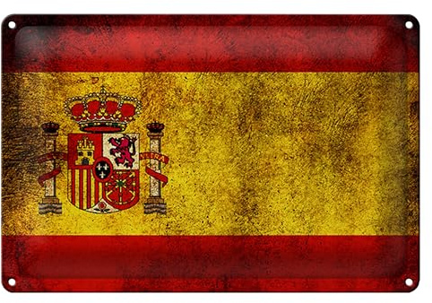 Spanische Flagge | Blechschild | Vintage Design | Dekoration | 18 cm x 12 cm