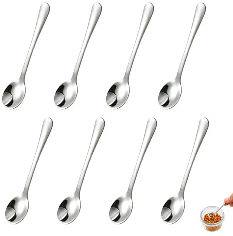 8 Stück Espressolöffel,Kleine Löffel,Teelöffel,Espressolöffel Mini 7.5cm,Edelstahl Löffel für Gewürzgläser,Gewürzlöffel,Esslöffel Spoon Set,Dessertlöffel,Latte Macchiato Löffels,Spülmaschinenfest